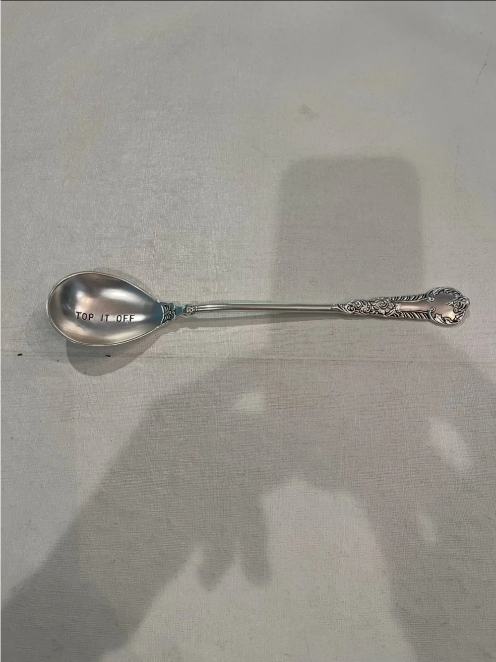 Long Handle Engraved Silver Serving Spoon. So cute!